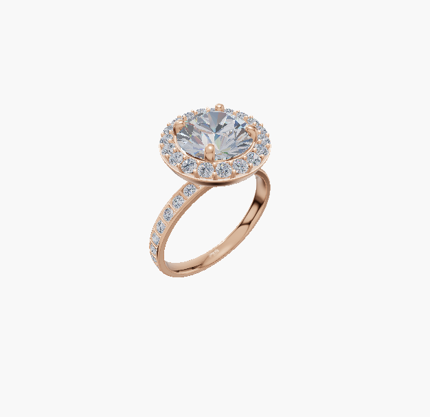 Channel Halo Round 1.00 ct Lab Diamond 18K Rose Gold ring