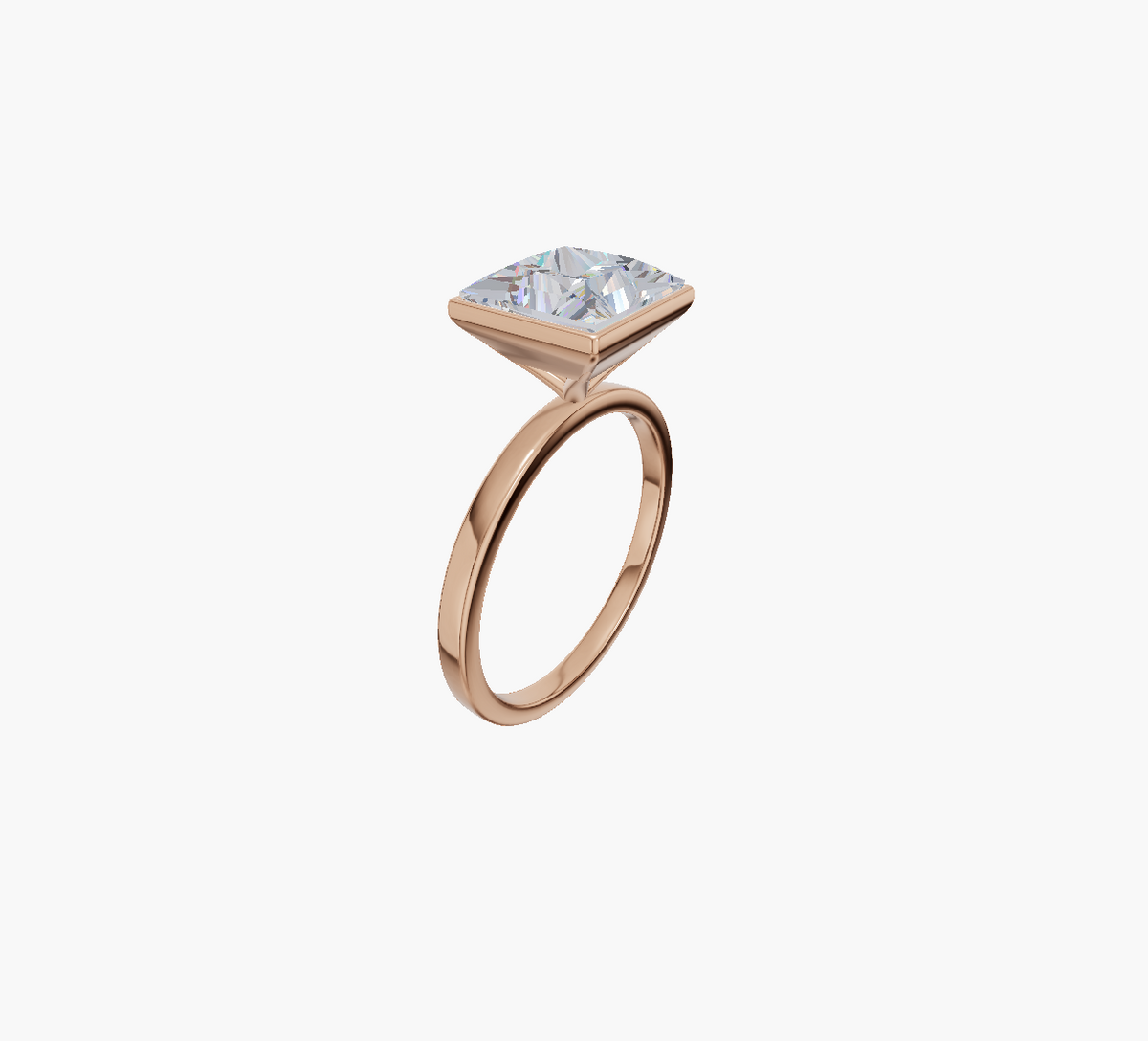 Plain Bezel Cushion 3.00 ct Lab Diamond 14K Rose Gold ring