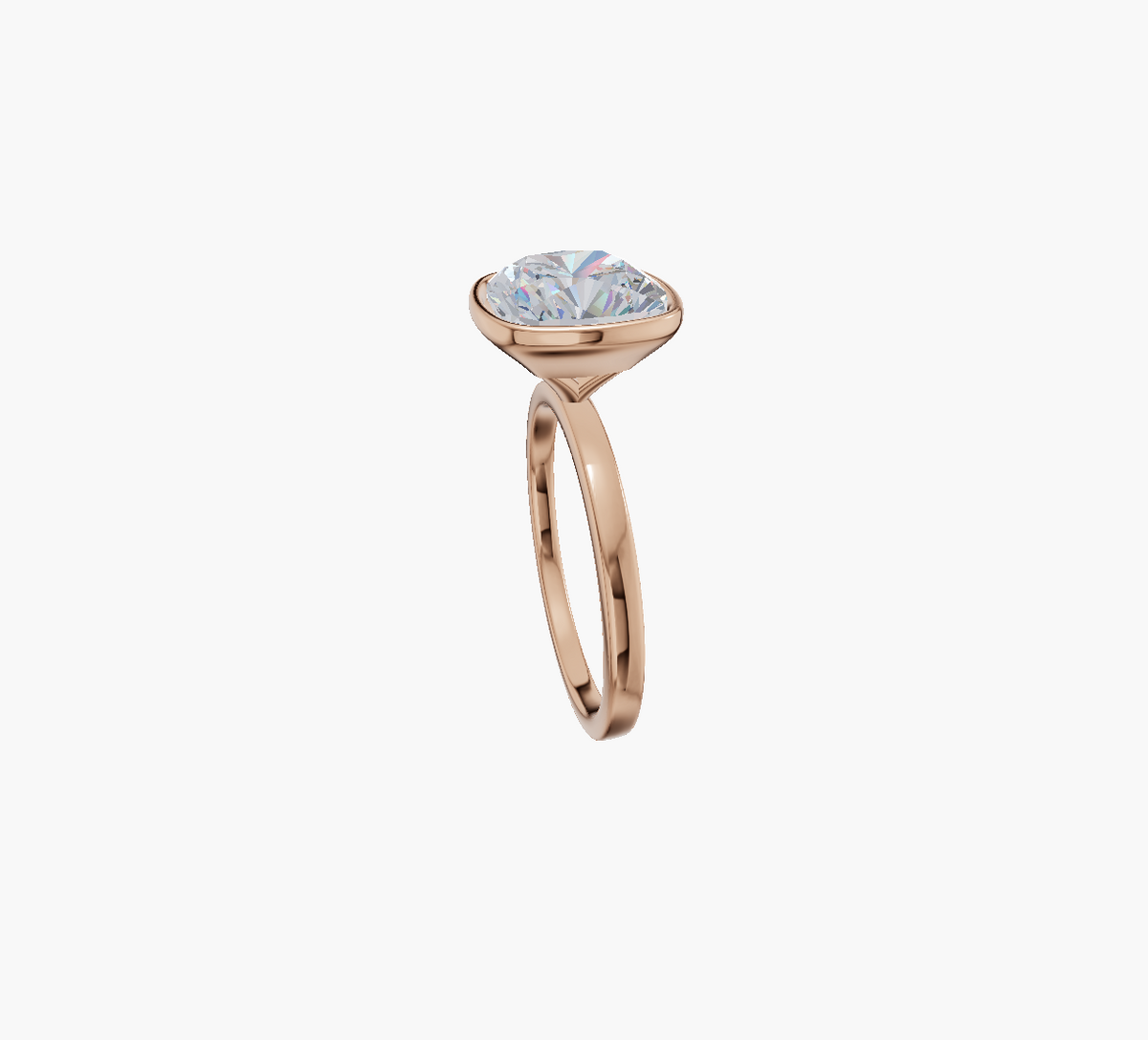 Plain Bezel Cushion 3.00 ct Lab Diamond 14K Rose Gold ring