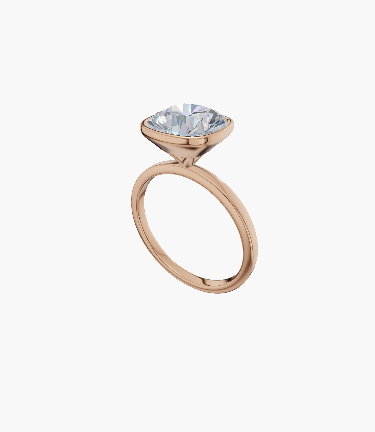 Plain Bezel Cushion 3.00 ct Lab Diamond 14K Rose Gold ring