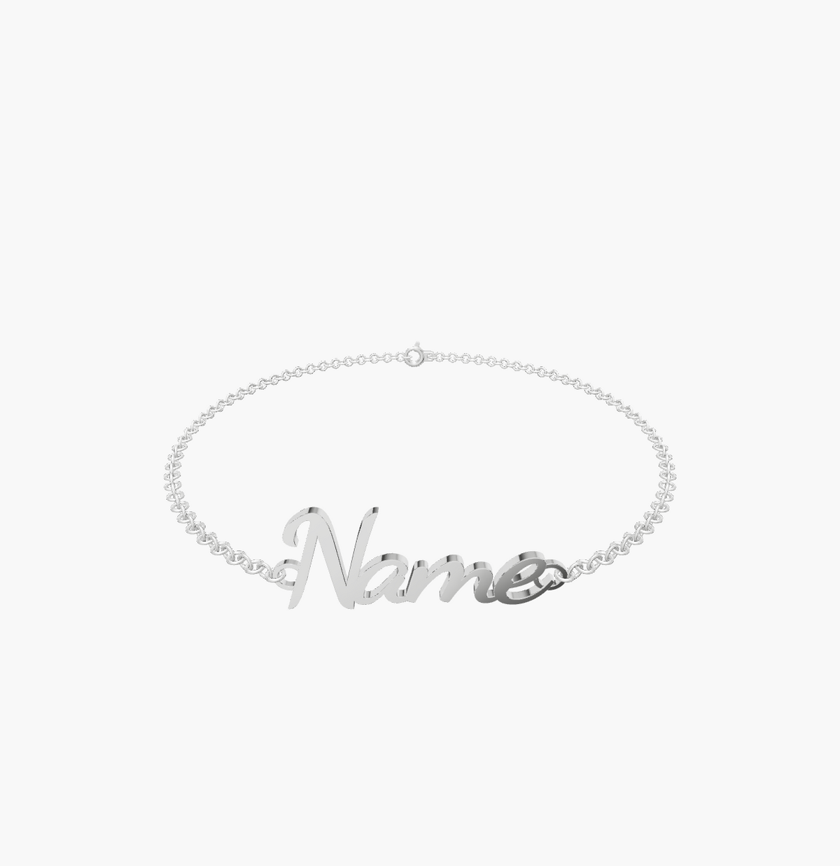 Round "Name" - 9K White Gold - Size 5