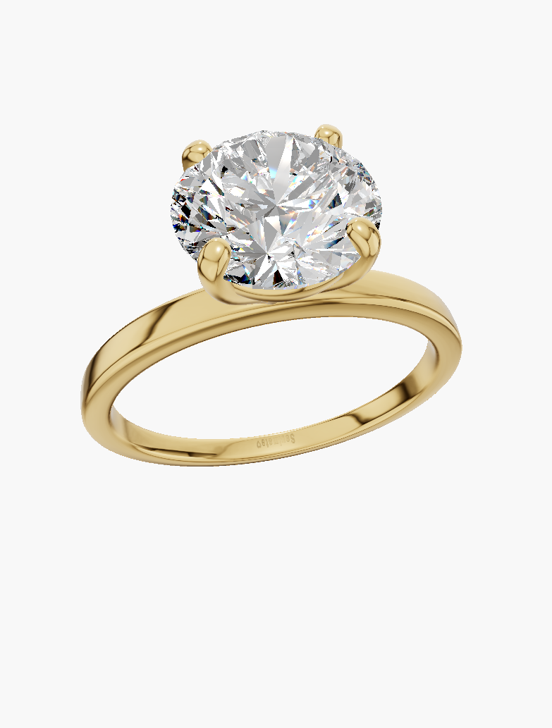 Plain 4 Prongs Round 0.50 ct Lab Diamond 10K Yellow Gold ring