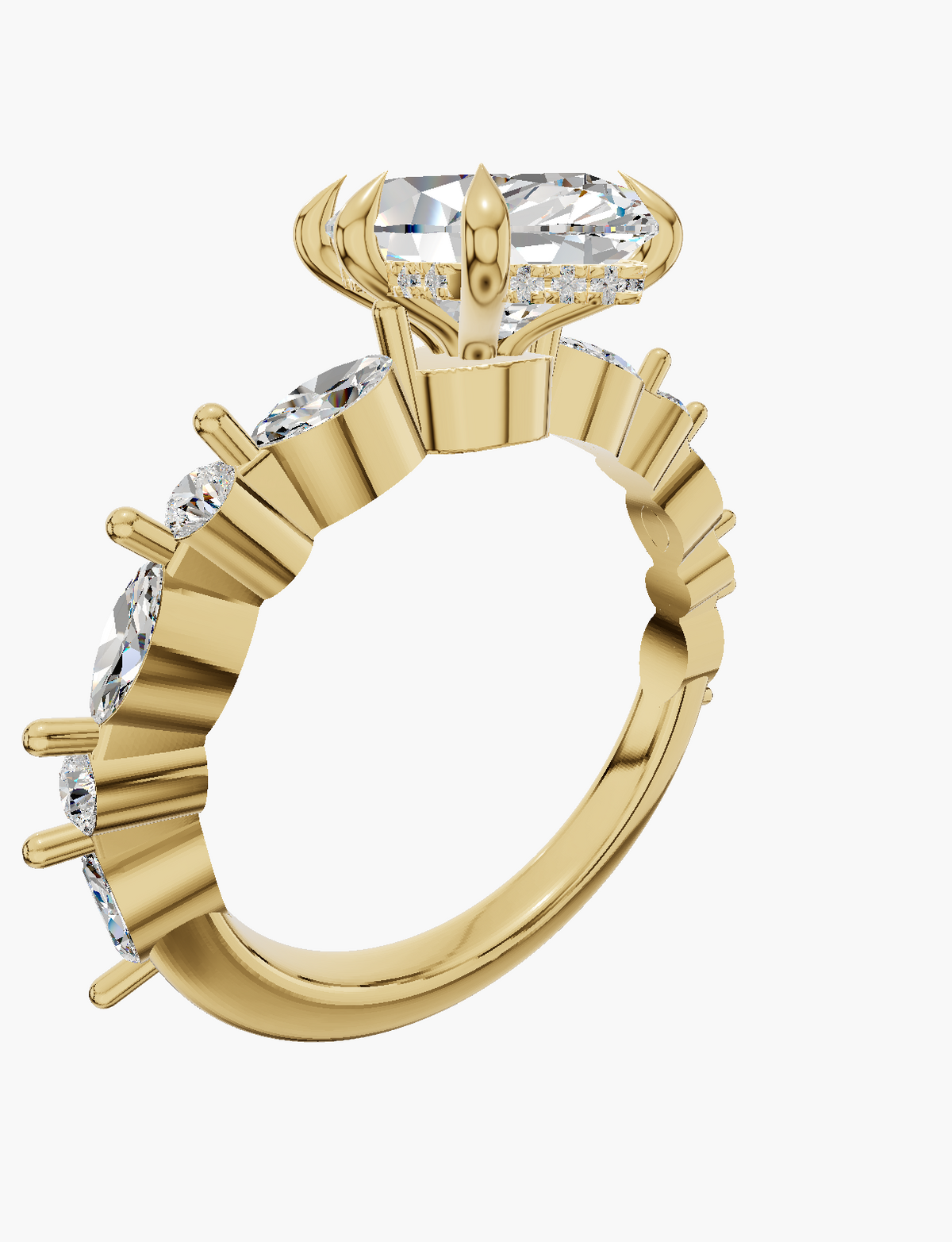 Amélie head with Amélie shank Marquise 1.00 ct Lab Diamond 14K Yellow Gold ring