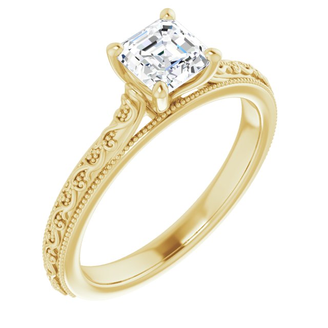 asscher-10K Yellow gold