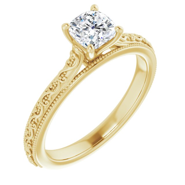 cushion-14K Yellow gold