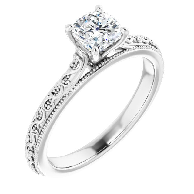 cushion-14K White gold