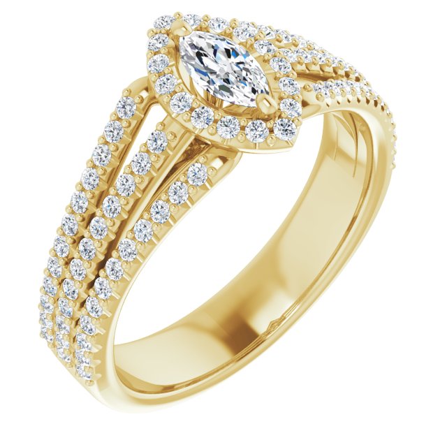 marquise-10K Yellow gold
