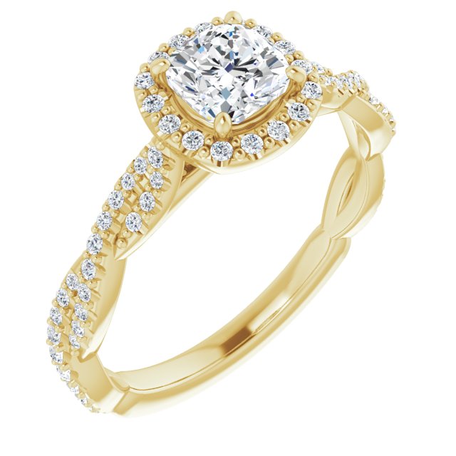 cushion-18K Yellow gold