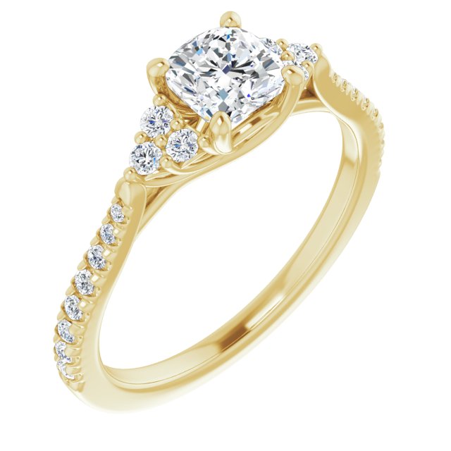 cushion-18K Yellow gold