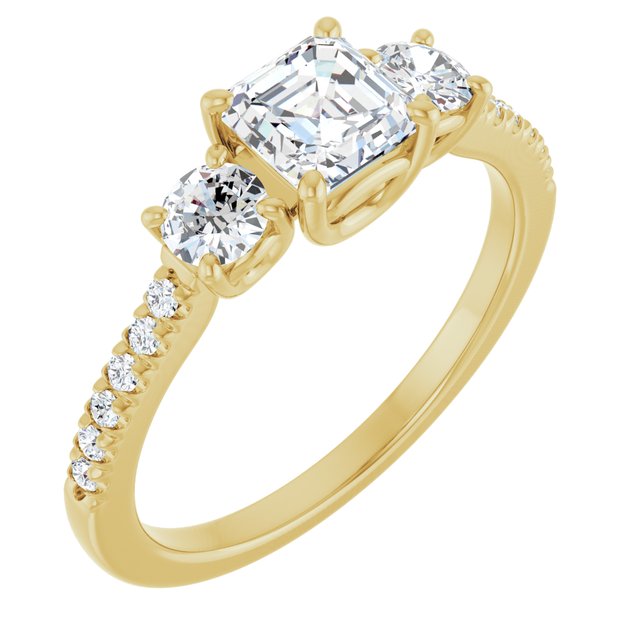 asscher-14K Yellow gold