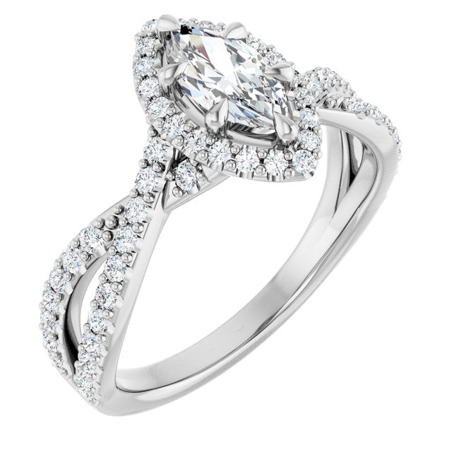 marquise-10K White gold