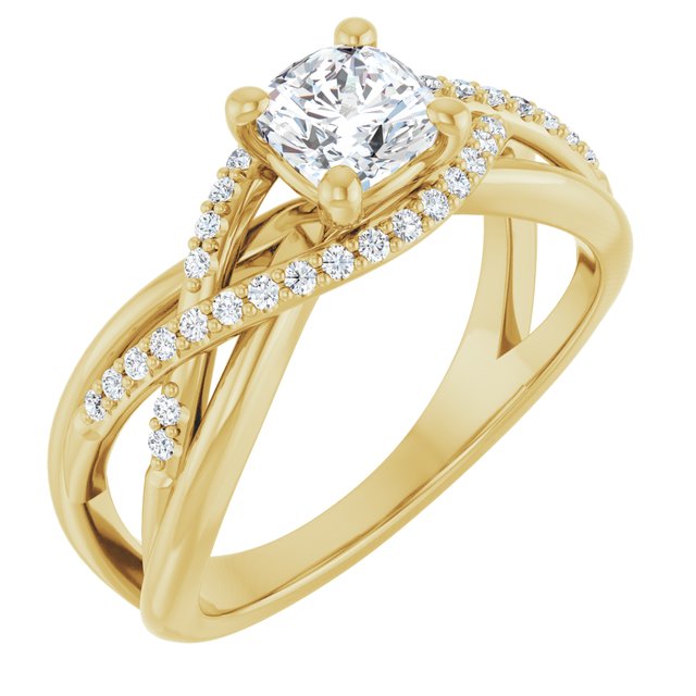 cushion-14K Yellow gold