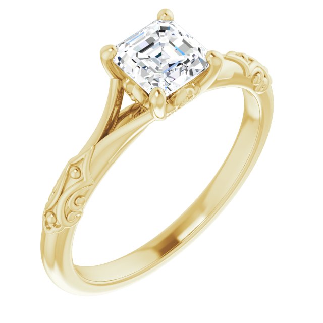 asscher-14K Yellow gold