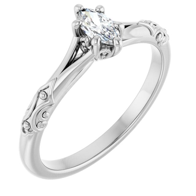 marquise-10K White gold