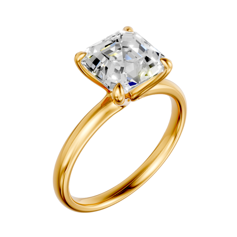 asscher-14k yellow gold|asscher-18k yellow gold