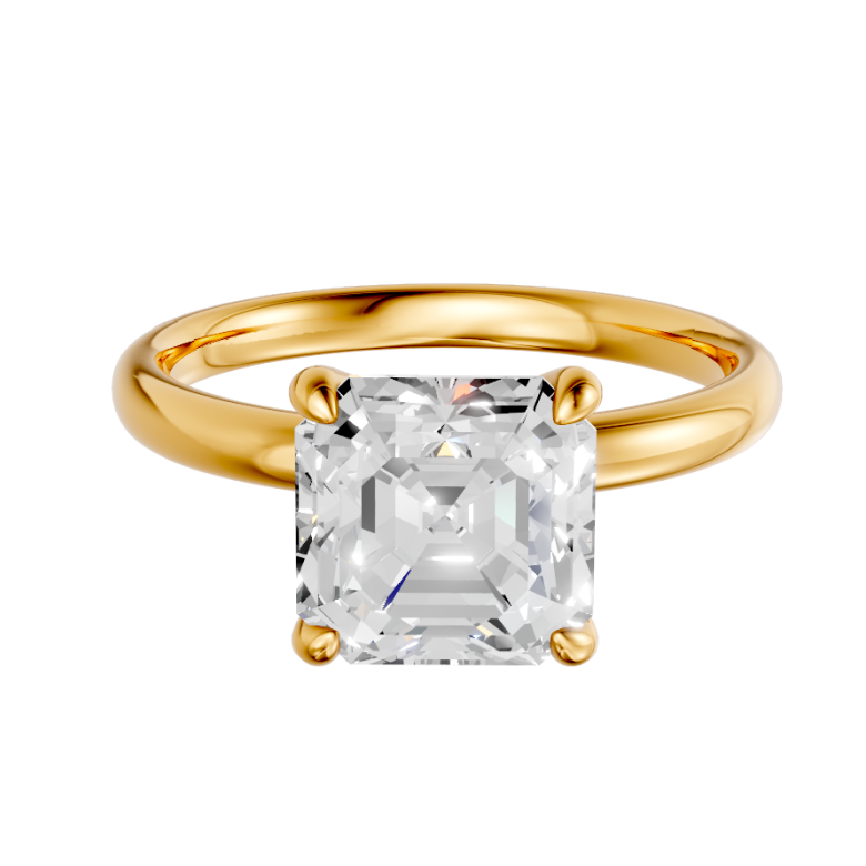 asscher-14k yellow gold|asscher-18k yellow gold