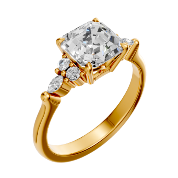 asscher-14k yellow gold|asscher-18k yellow gold