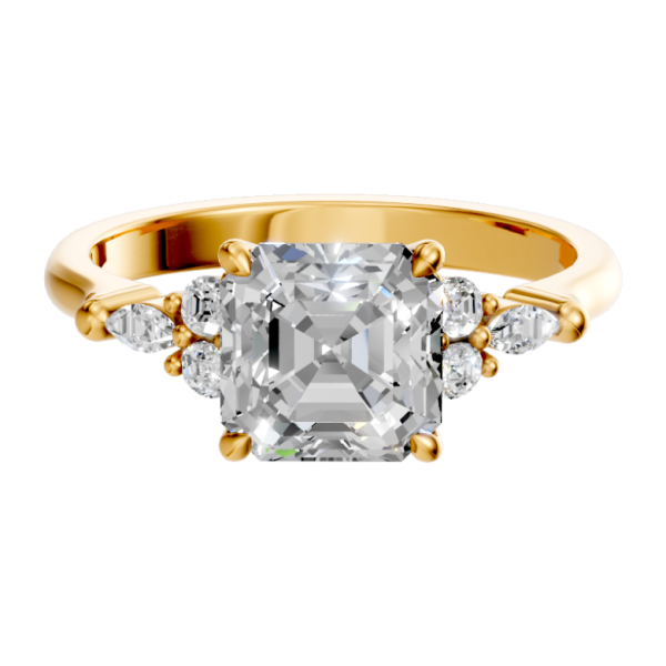 asscher-14k yellow gold|asscher-18k yellow gold