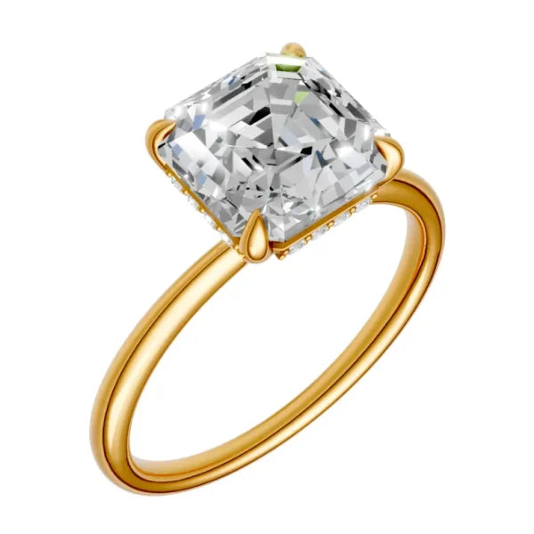 asscher-14k yellow gold|asscher-18k yellow gold