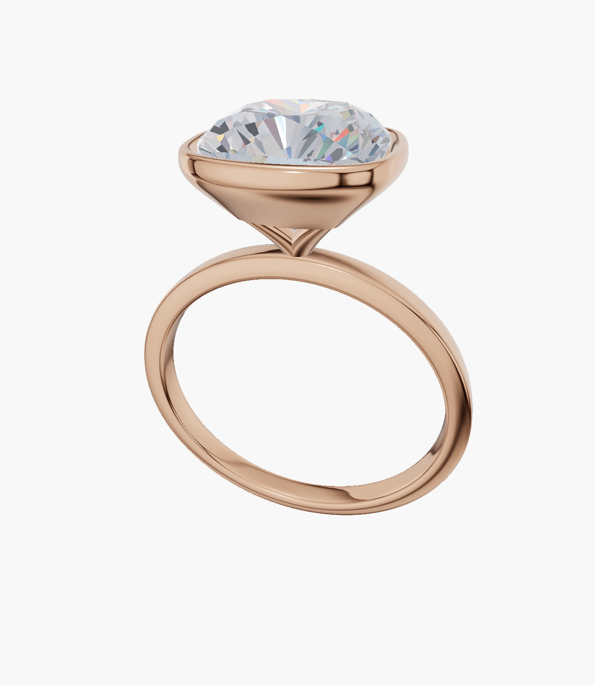 Plain Bezel Cushion 3.00 ct Lab Diamond 14K Rose Gold ring