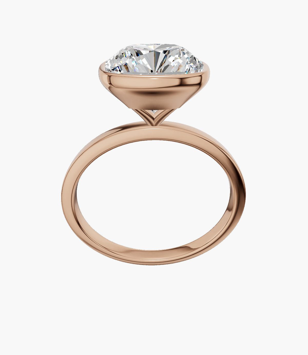 Plain Bezel Cushion 3.00 ct Lab Diamond 14K Rose Gold ring