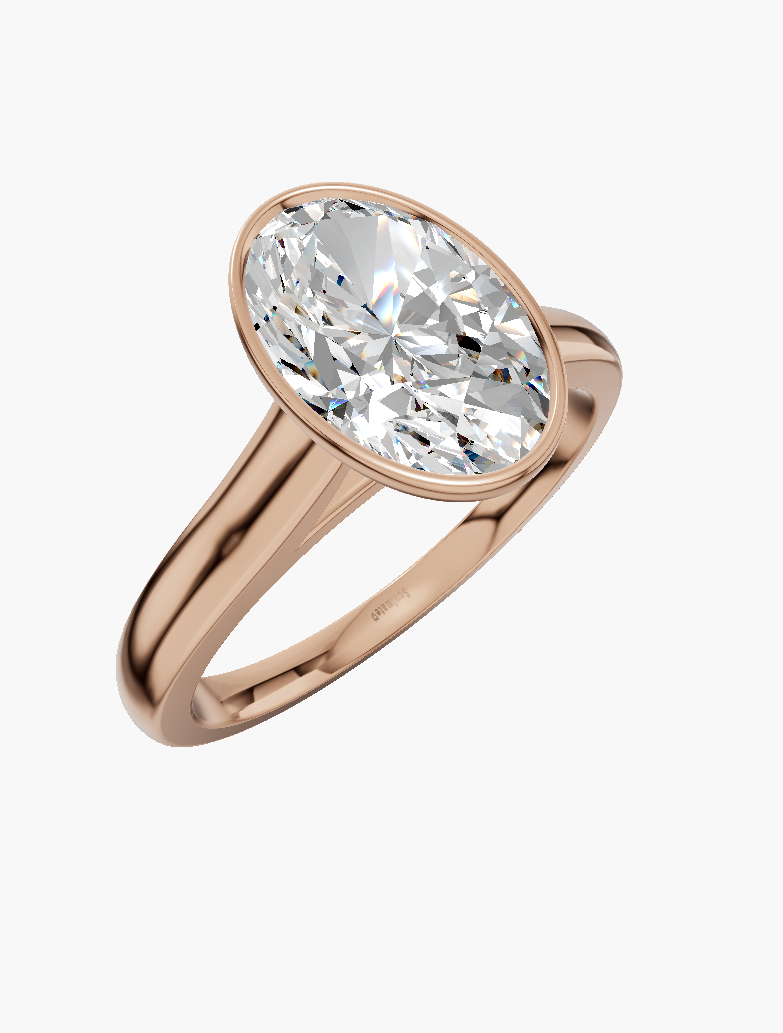 Cathedral Bezel Oval 0.50 ct Lab Diamond 14K Rose Gold ring