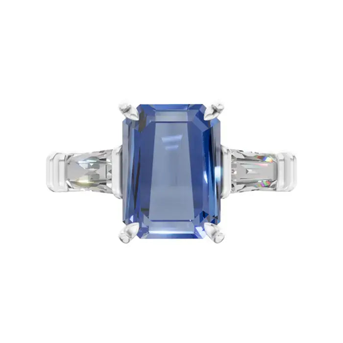 Royal Emerald-Cut Blue Sapphire Ring