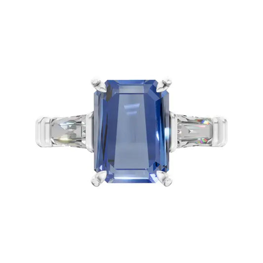 Royal Emerald-Cut Blue Sapphire Ring