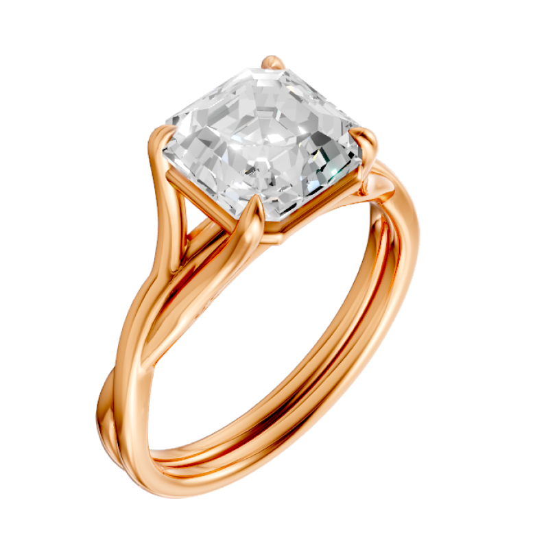 asscher-14k rose gold|asscher-18k rose gold