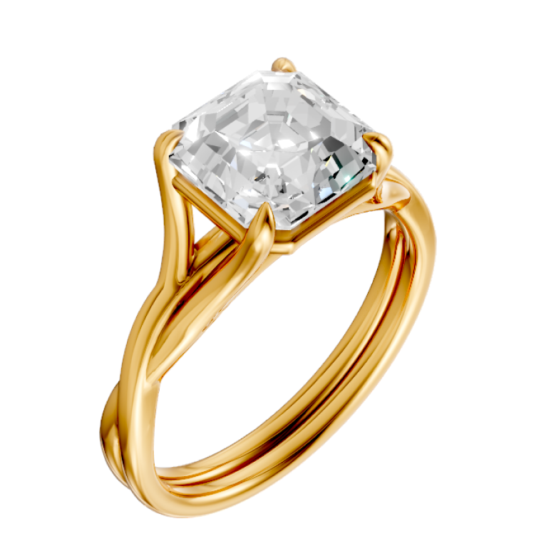 asscher-14k yellow gold|asscher-18k yellow gold